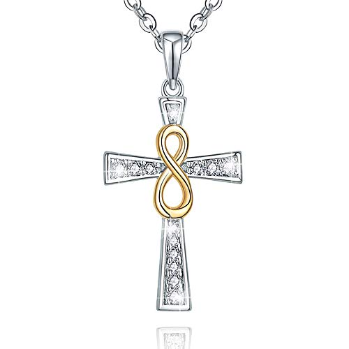 Starnny Unendlichkeit Kreuz Kette Damen Silber 925 Jesus Kruzifix Kreuz Anhänger Halskette 3A Zirkonia Kette Rosegold Geschenk für Sie Frauen von starchenie