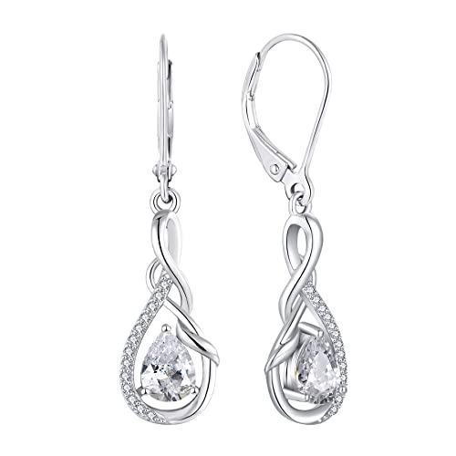Starchenie Unendlichkeit Ohrringe 925 Sterling Silber Ohrringe Edelsteine Verdrehter Schmuck Geburtsstein Ohrringe für Damen von starchenie