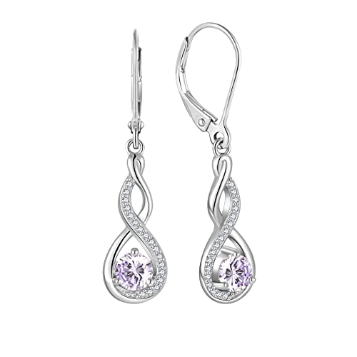 Starchenie Unendlichkeit Ohrringe 925 Sterling Silber Geburtsstein Verdrehter Schmuck für Damen von starchenie