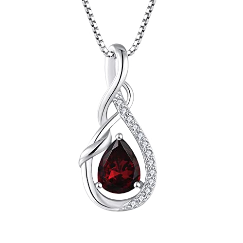 starchenie Unendlichkeit Träne Anhänger Halskette 925 Sterling Silber Geburtssteinschmuck für Damen von starchenie