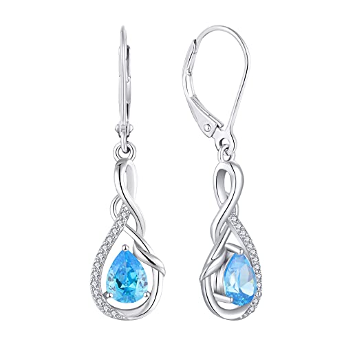 Starchenie Unendlichkeit Ohrringe 925 Sterling Silber Ohrringe Edelsteine Verdrehter Schmuck Geburtsstein Ohrringe für Damen von starchenie