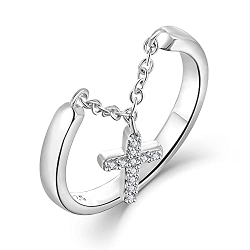 Starchie Kreuzring 925 Sterling Silber Ring Religiöser Ring Verlobungsring verlobt Hochzeitsring für Damen von starchenie