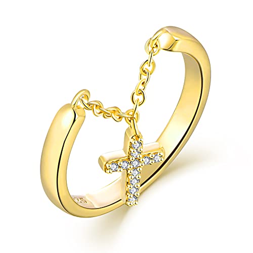 Starchie Kreuzring 925 gelber ring Religiöser Ring Verlobungsring verlobt Hochzeitsring für Damen von starchenie