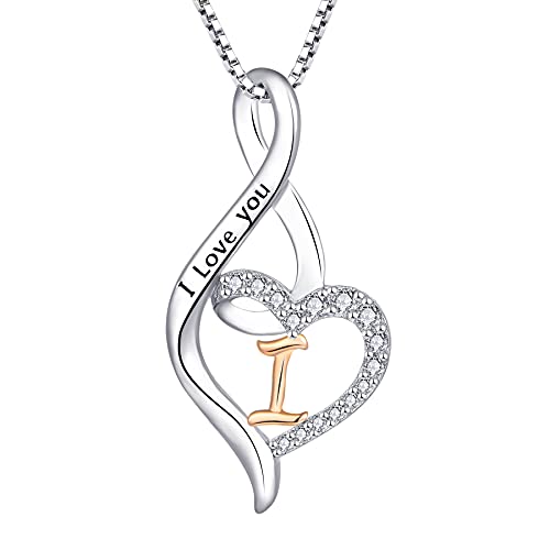 Starnny Buchstabe Kette Damen Silber 925,Alphabet Initiale Charm I Halskette Anhänger 3A Zirkonia Geschenk für Frauen von starchenie