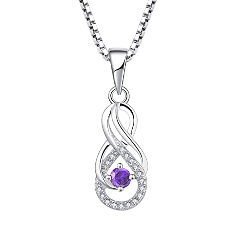 Starnny Damen Kette Silber 925 Unendlichkeit Halskette Anhänger mit Februar Geburtsstein Amethyst Farbe 3A Zirkonia Schmuck für Frauen von starchenie