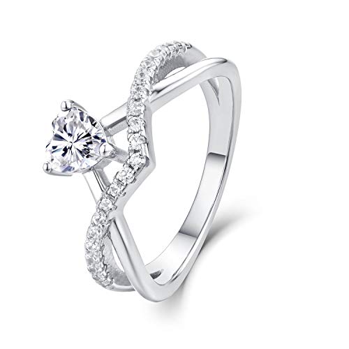 Starnny Herz Ringe Frauen Silber 925 Verlobungsring Eheringe Damen Ring mit 0,5 ct Herz 5A Zirkonia April Geburtsstein für Damen,52 von starchenie