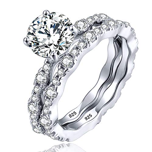Starnny Ringe Frauen Silber 925 Damen Ringe Set Paar Verlobungsring Eheringe Wickelring 3A Zirkonia Ring Weiß Geschenk für Sie Frauen von starchenie