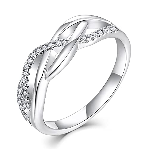 Starnny Unendlichkeit Verlobungsring Ring Damen Silber 925 3A Zirkonia Weißgold Ring Geschenk für Sie Frauen,57 von starchenie