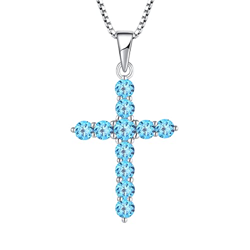 starchenie 3A Zirkon Kreuz 925 Sterling Silber Geburtsstein Kreuz Halskette für Damen von starchenie