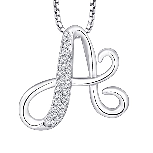 starchenie 925 Silber Buchstaben Halskette A Anhänger Initiale mit 3A Zirkonia für Damen Geburtstagsgeschenk von starchenie