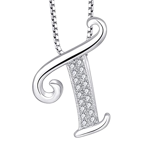 starchenie 925 Silber Buchstaben Halskette T Anhänger Initiale mit 3A Zirkonia für Damen Geburtstagsgeschenk von starchenie