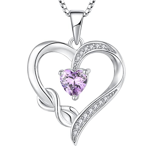 starchenie 925 Sterling Silber Halskette Unendlichkeit Herz Anhänger Amethyst Geburtssteine Schmuck Liebes für Damen von starchenie