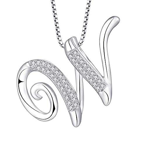 starchenie 925 Silber Buchstaben Halskette W Anhänger Initiale mit 3A Zirkonia für Damen Geburtstagsgeschenk von starchenie