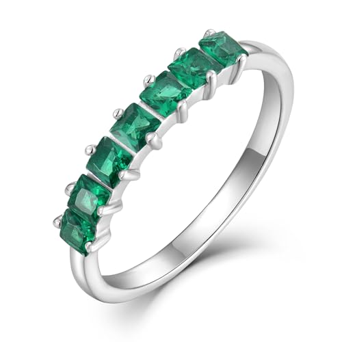 Starchenie Damen Ewigkeitsringe 925 Sterling Silber Grüner Geburtsstein 5A Zirkonia Jahrestag Verlobungsring Größe 60 von starchenie