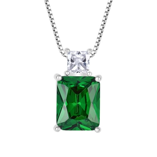 starchenie Damen Halskette 925 Sterling Silber Grüner Geburtsstein Zirkonia Anhänger Kette Schmuck Geschenke für Mutter ihre Frau Freundin von starchenie