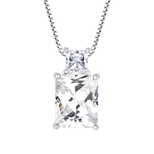 starchenie Damen Halskette 925 Sterling Silber Weiß Geburtsstein Zirkonia Anhänger Kette Schmuck Geschenke für Mutter ihre Frau Freundin starchenie Damen Halskette 925 Sterling Silber Weiß Geburtsstein Zirkonia Anhänger Kette Schmuck Geschenke für Mutter ihre Frau Freundin von starchenie