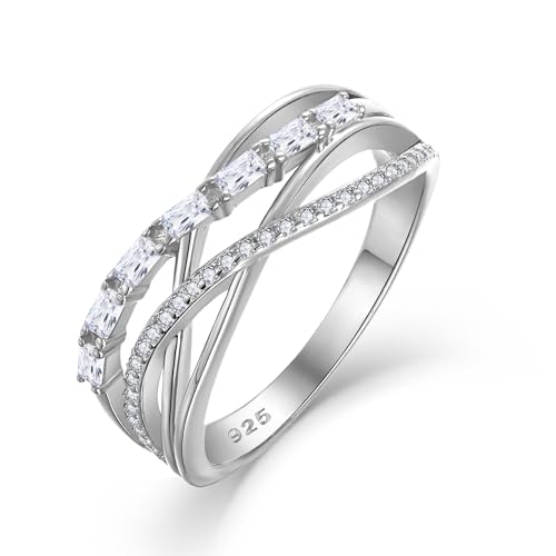 Starchenie Damen Ringe 925 Sterling Silber 5A Zirkonia Unendlichkeit Promise gekreuzte Jubiläum Liebesknoten Ring Größe 54 von starchenie