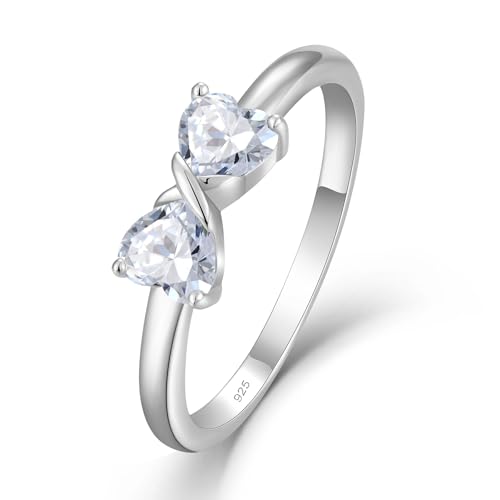 starchenie Damen Ringe 925 Sterling Silber Unendlichkeits 3A Zirkonia Weiß Herz Engagement Promise Ring für Frauen Schmuck Größe 54 von starchenie