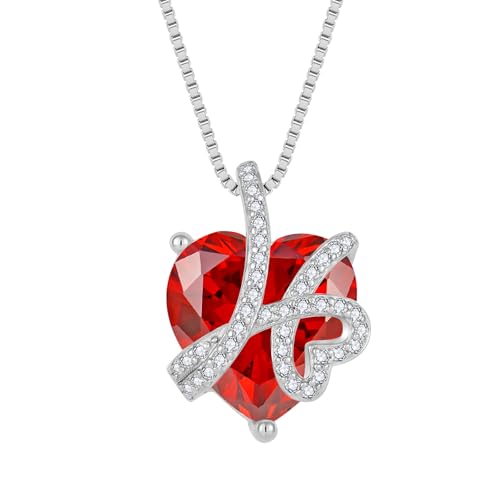 starchenie Herz Halskette Damen 925 Sterling Silber Granat Geburtsstein Anhänger Kette Unendlichkeit Wächterliebev Schmuck Geschenke für Frauen Mama starchenie Herz Halskette Damen 925 Sterling Silber Granat Geburtsstein Anhänger Kette Unendlichkeit Wächterliebev Schmuck Geschenke für Frauen Mama von starchenie