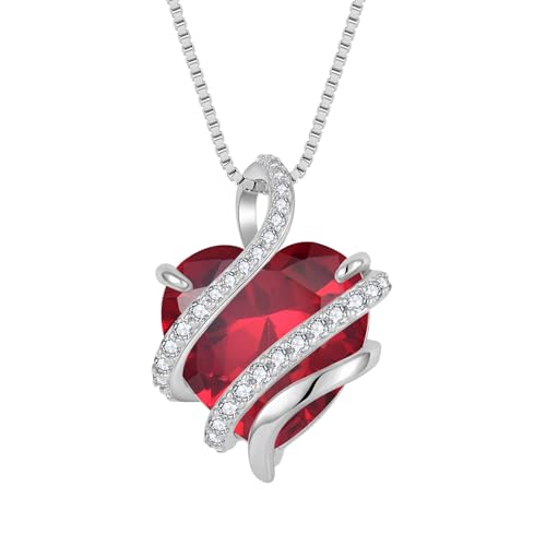 starchenie Herz Halskette Damen 925 Sterling Silber Rubin Geburtsstein Anhänger Kette Infinity Unendlichkeit Ewigkeits Schmuck Geschenke für Frauen Mama starchenie Herz Halskette Damen 925 Sterling Silber Rubin Geburtsstein Anhänger Kette Infinity Unendlichkeit Ewigkeits Schmuck Geschenke für Frauen Mama von starchenie