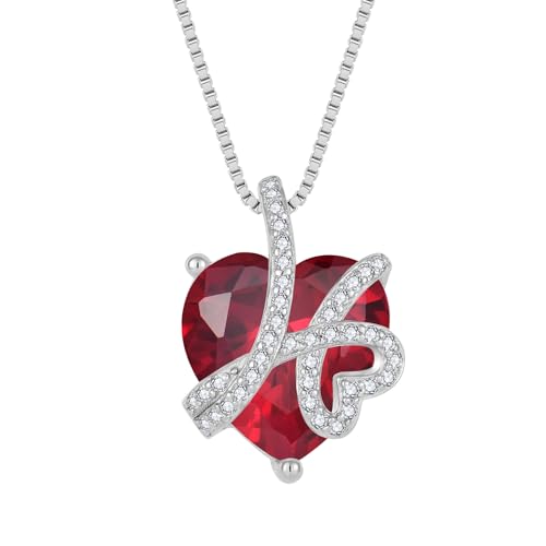 starchenie Herz Halskette Damen 925 Sterling Silber Rubin Geburtsstein Anhänger Kette Unendlichkeit Wächterliebev Schmuck Geschenke für Frauen Mama starchenie Herz Halskette Damen 925 Sterling Silber Rubin Geburtsstein Anhänger Kette Unendlichkeit Wächterliebev Schmuck Geschenke für Frauen Mama von starchenie