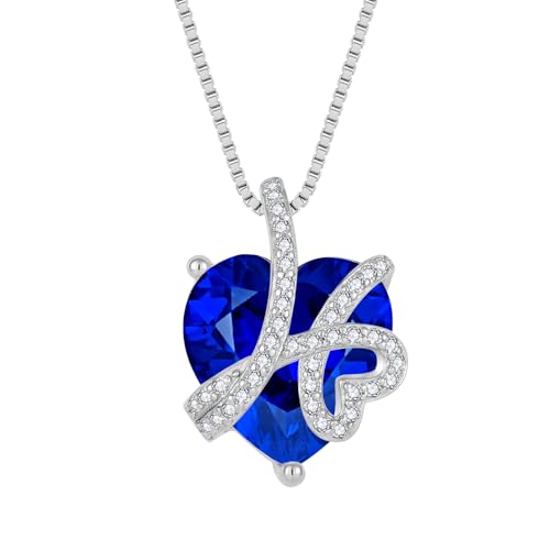 starchenie Herz Halskette Damen 925 Sterling Silber Saphir Geburtsstein Anhänger Kette Unendlichkeit Wächterliebev Schmuck Geschenke für Frauen Mama starchenie Herz Halskette Damen 925 Sterling Silber Saphir Geburtsstein Anhänger Kette Unendlichkeit Wächterliebev Schmuck Geschenke für Frauen Mama von starchenie