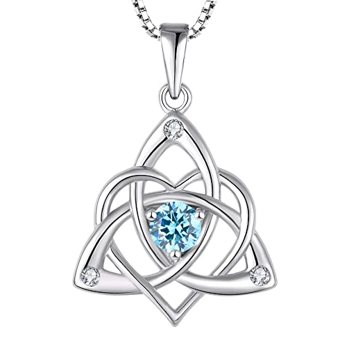 Starchenie Keltischer Knoten Halskette 925 Sterling Silber Herz 3A Geburtsstein Halskette für Damen von starchenie