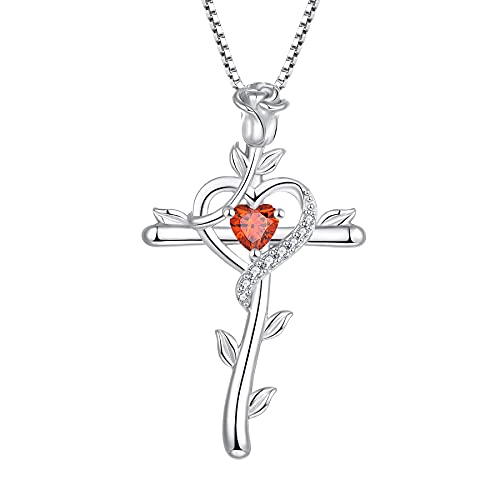 starchenie Kreuz Rose Halskette 925 Sterling Silber Zirkonia Kruzifix Kreuz Anhänger für Damen von starchenie