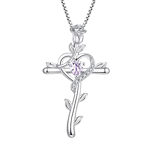 Starchenie Kreuz Rose Halskette 925 Sterling Silber Zirkonia Kruzifix Kreuz Anhänger für Damen von starchenie