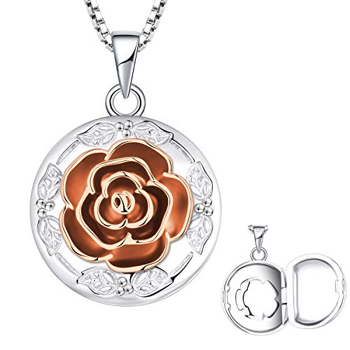 starchenie Medaillon Aufklappbar Silber 925 Rose Kette mit Bild Anhänger mit Foto für Damen von starchenie