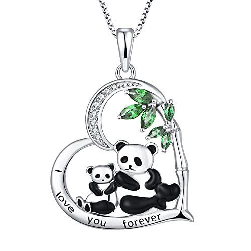 starchenie Mutter und Baby Panda Anhänger 925 Sterling Silber Zirkonia Mode Frauen Halskette Klassische Tierschmuck Geschenke für Mutter Tochter von starchenie