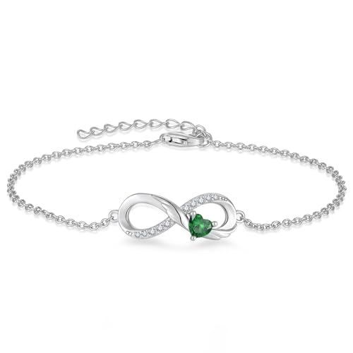 starchenie Unendlichkeit Armband 925 Sterling Silber Grüner Herz Zirkonia Flügel Armband für Damen von starchenie