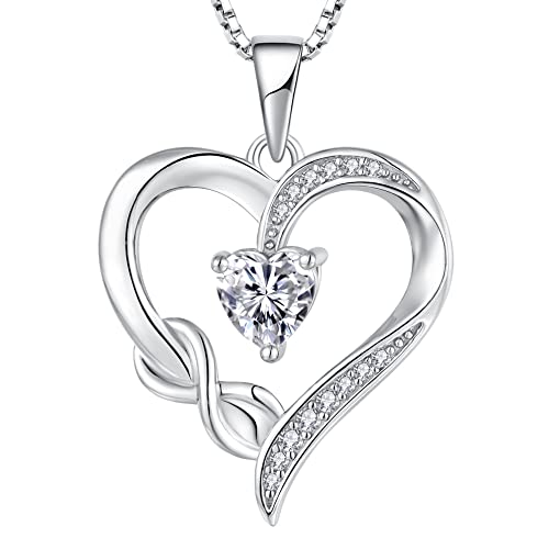 starchenie Unendlichkeit Herz Halskette 925 Sterling Silber weiß Liebe Herz Anhänger Geburtssteine Schmuck für Damen von starchenie