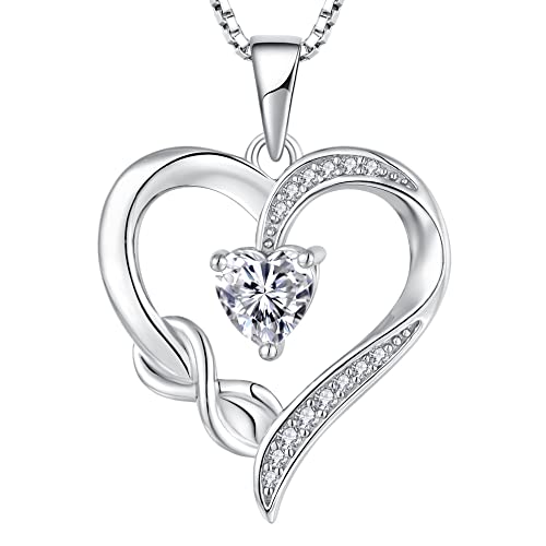 starchenie 925 Sterling Silber Halskette Unendlichkeit Herz Anhänger weiß Geburtssteine Schmuck Liebes für Damen von starchenie