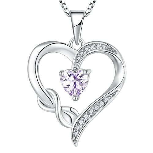 starchenie Unendlichkeit Herz Halskette 925 Sterling Silber Liebe Herz Anhänger Geburtssteine Schmuck für Damen von starchenie