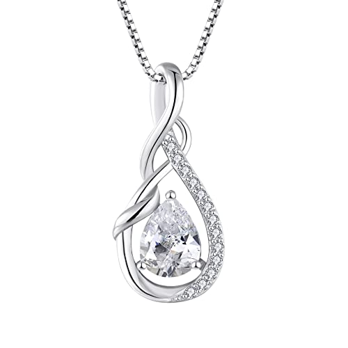 starchenie Unendlichkeit Träne Anhänger Halskette 925 Sterling Silber Geburtssteinschmuck für Damen von starchenie