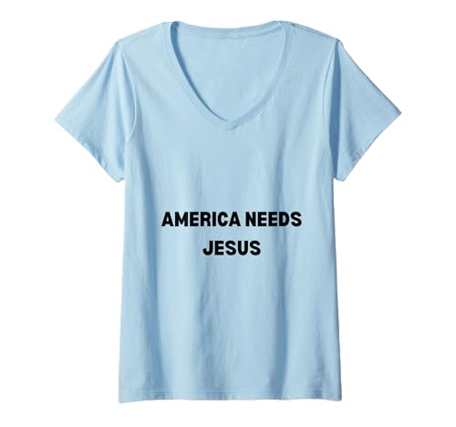 Damen Amerika braucht Jesus Patriot 2025 christliches Geschenk T-Shirt mit V-Ausschnitt Damen Amerika braucht Jesus Patriot 2025 christliches Geschenk T-Shirt mit V-Ausschnitt von starchilds designs