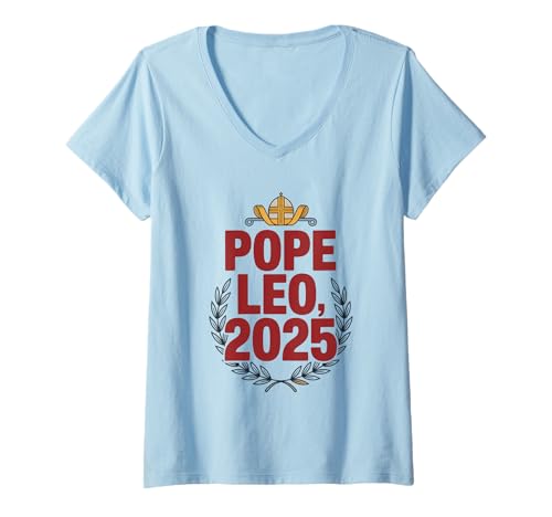 Damen Papst Leo XIV 2025 Robert Francis Prevost New Pope T-Shirt mit V-Ausschnitt von starchilds designs