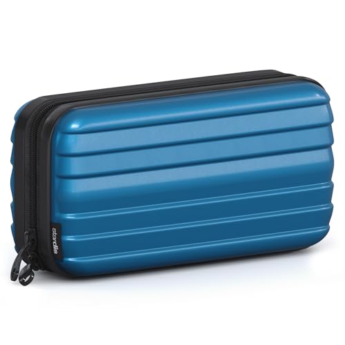 stardis Kosmetiktasche Hartschalen Kulturtasche Hardcase Damen Herren Kulturbeutel Kofferform Flight-Beautycase Wasserdicht Mini-Koffer Optik Waschbeutel Frauen, Männer, Kinder perlnacht-blau von stardis