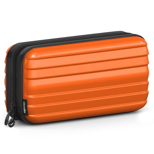 stardis Kosmetiktasche Hartschalen Kulturtasche Hardcase Damen Herren Kulturbeutel in Kofferform Flight-Beautycase Wasserdicht Mini-Koffer Optik Waschbeutel für Frauen, Männer, Kinder (Vibrant Orange) von stardis