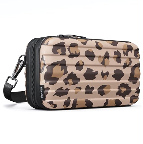 stardis Unibag Crossbody-Umhängetasche mit Schultergurt Mini-Koffer Hartschale wasserabweisend mit Innentaschen Reißverschluss Kosmetiktasche Handtasche in Kofferform (Leo-muster) von stardis