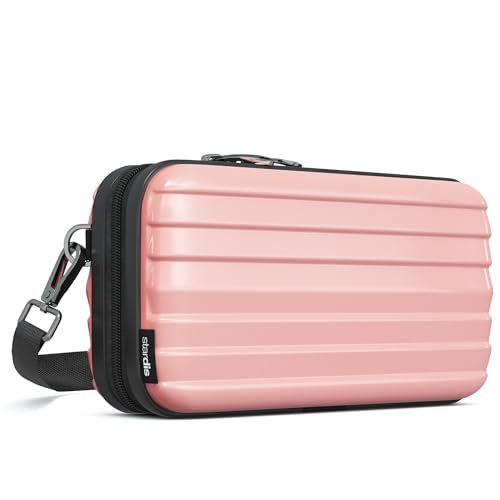 stardis unibag Crossbody Umhängetasche Schultergurt Reißverschluss Mini-Koffer wasserabweisend Handtasche Kosmetiktasche Hardcase Umhängen Damen Herren Kofferform Hartschale Rose von stardis
