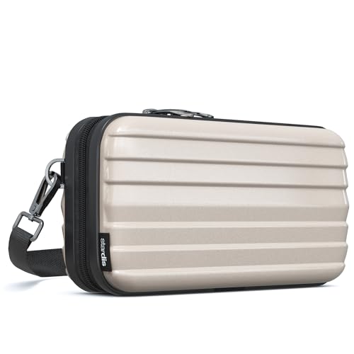 stardis unibag Crossbody Umhängetasche Schultergurt Reißverschluss Mini-Koffer wasserabweisend Handtasche Kosmetiktasche Hardcase zum Umhängen Kofferform Hartschale warm gray von stardis