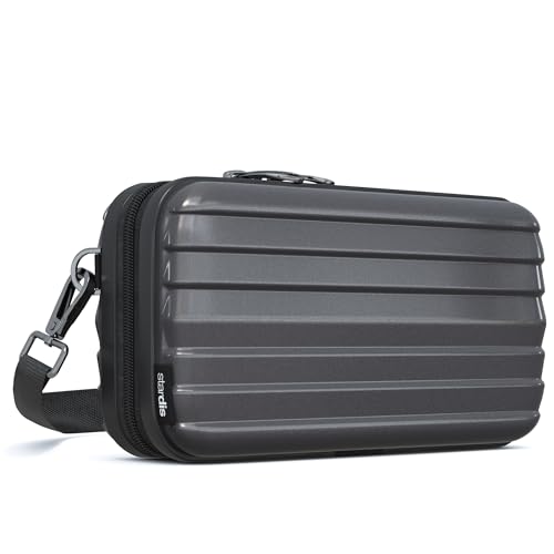 stardis unibag Umhängetasche Schultergurt Reißverschluss Mini-Koffer wasserabweisend Handtasche Innentaschen Kosmetiktasche Hardcase Umhängen Damen Herren Kofferform Hartschale grau von stardis