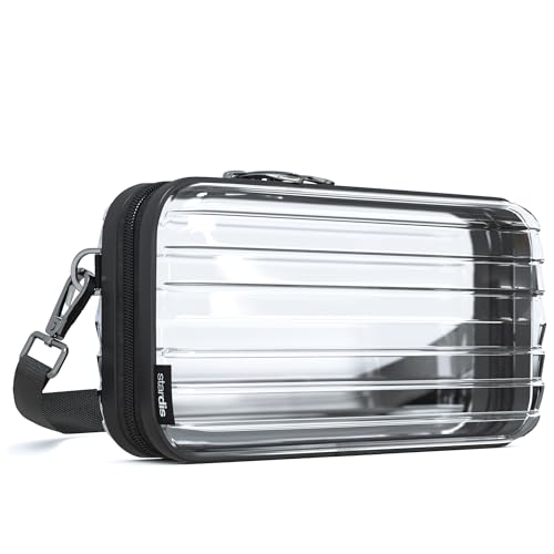 stardis unibag Crossbody Umhängetasche transparent Schultergurt Reißverschluss Mini-Koffer wasserabweisend Handtasche Kosmetiktasche Hardcase zum Umhängen Kofferform Hartschale von stardis