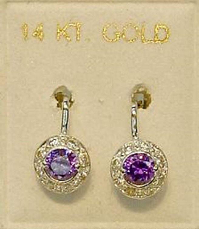 Neue 14K Gold Amethyst Antique Style Euro-Back Ohrringe Neue 14K Gold Amethyst Antique Style Euro-Back Ohrringe von starfinding