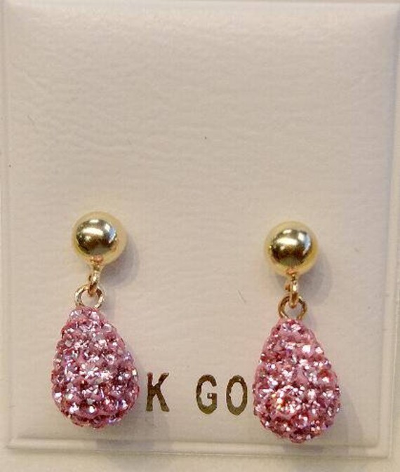 Neue 14Kt Solid Gold Crystal Rosa Briolette Ohrringe von starfinding