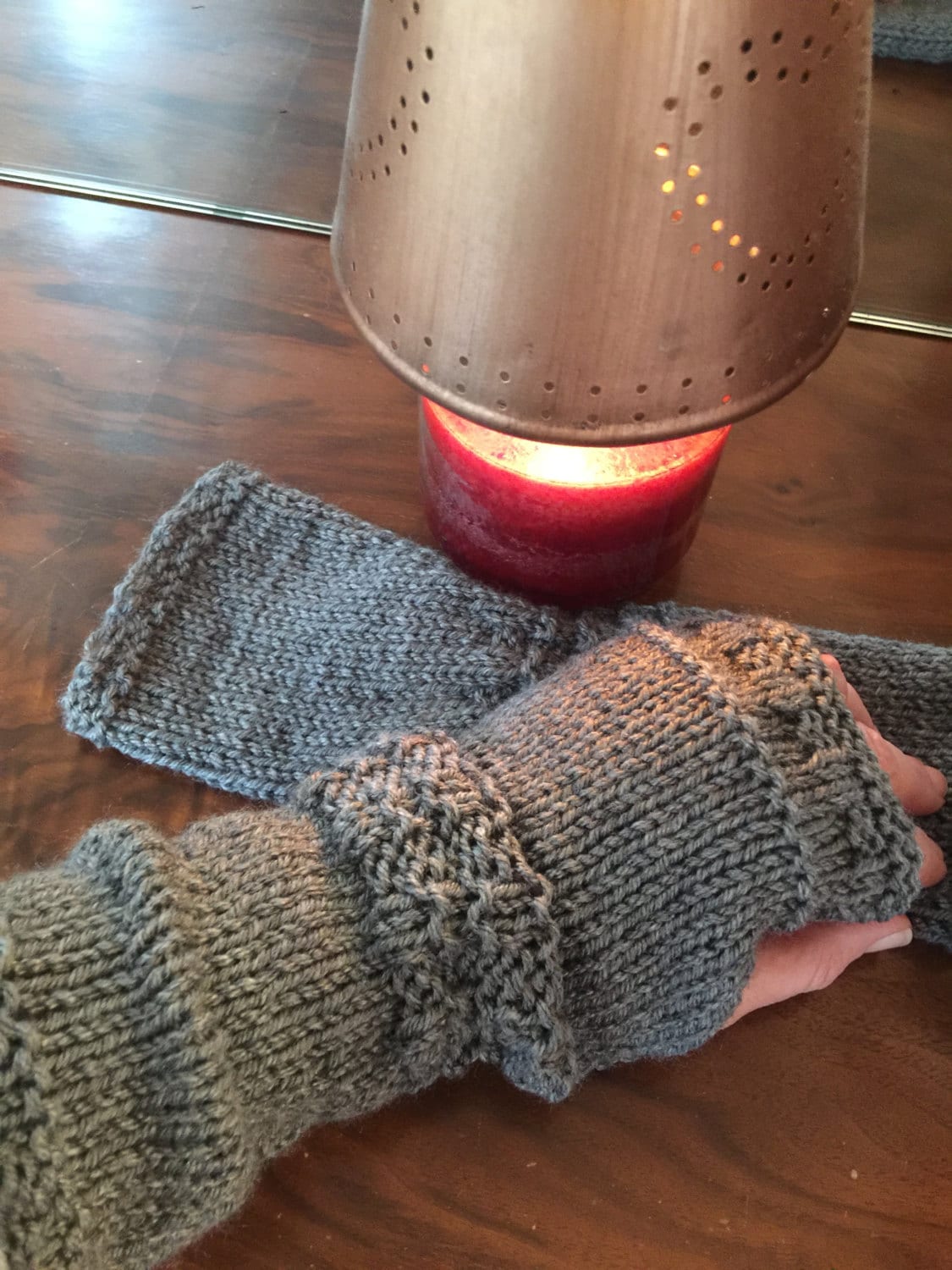 Outlander Inspiriert Claire's Fingerlose Mitts Handgestrickt Dunkelgrau Kostenloser Versand von starlightknit