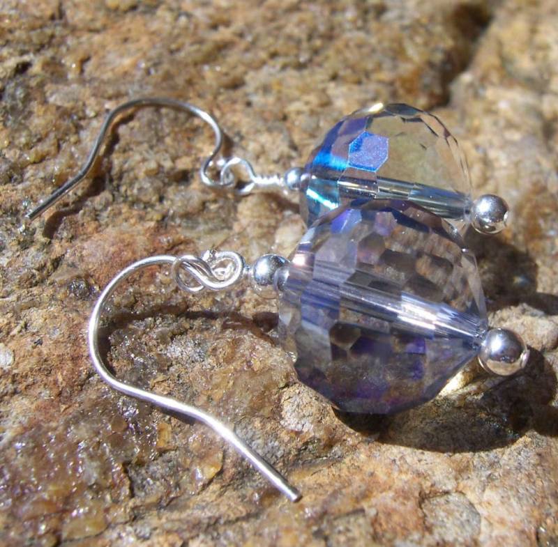 Blauer Kristall Und Sterling Silber Baumohrringe, Ohrringe, Kurze Baumeln Ohrring von starrydreams