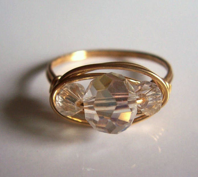 Kristall Und Gold Draht Gewickelt Ring von starrydreams